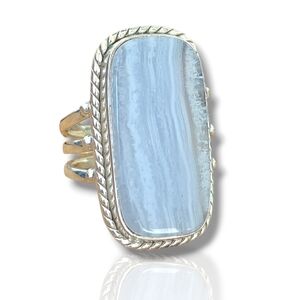 Sterling Silver Blue Lace Agate Ring Size 7